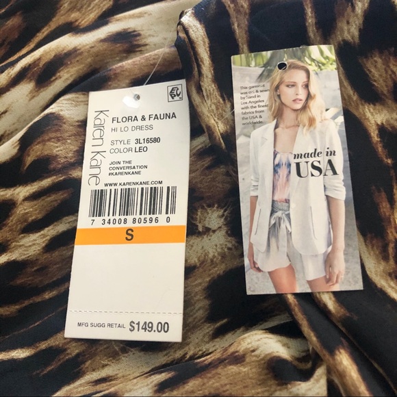 New Karen Kane Hi Low Leopard Print Dress Sz S - Picture 5 of 5